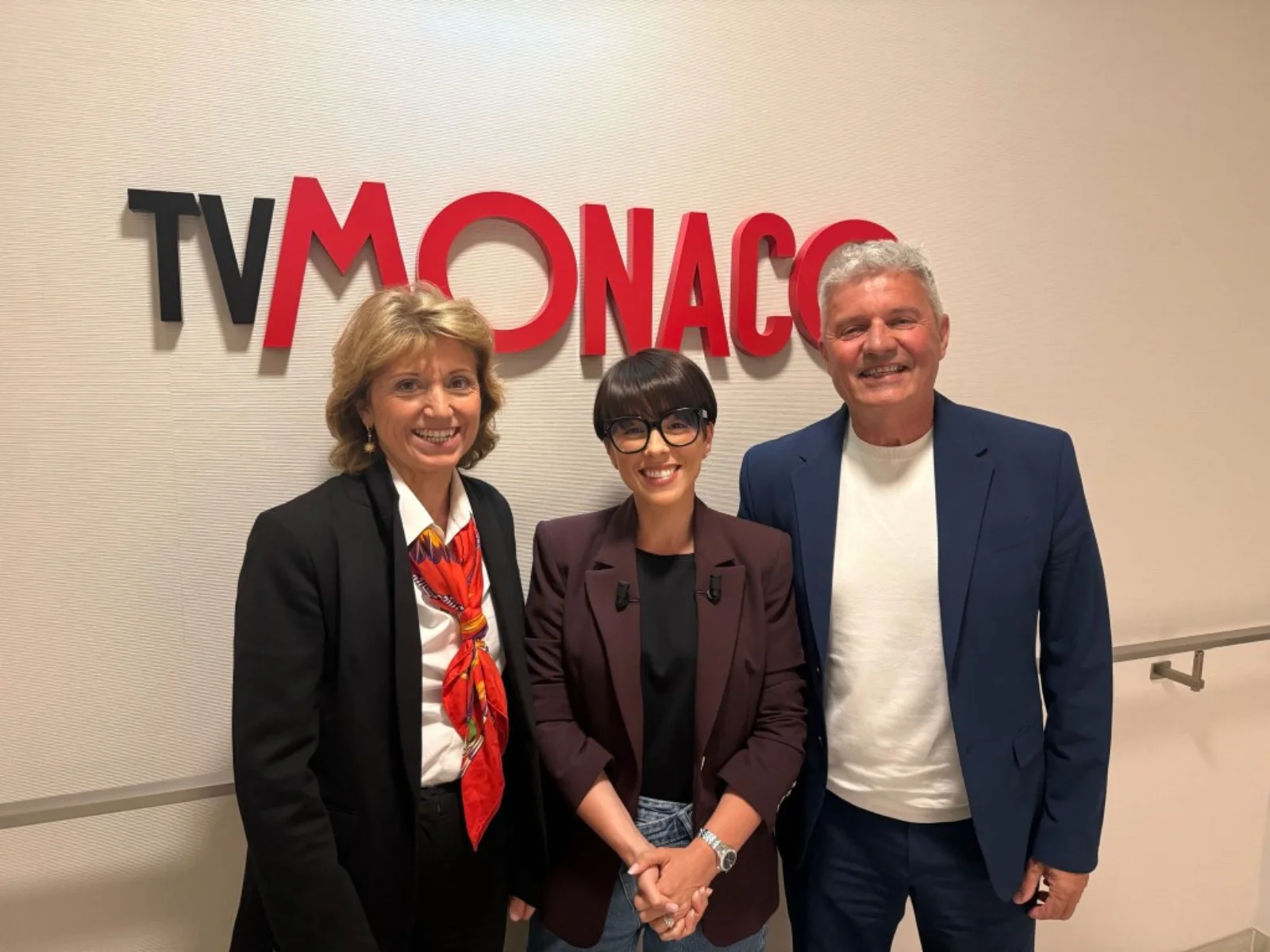 Stéphanie et Jean-Eric Knecht sur le plateau de TV Monaco